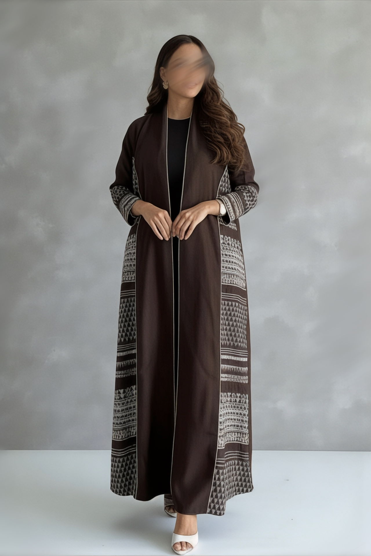 عبايه كريب منميت - تطريز كمبيوتر نص كلوش