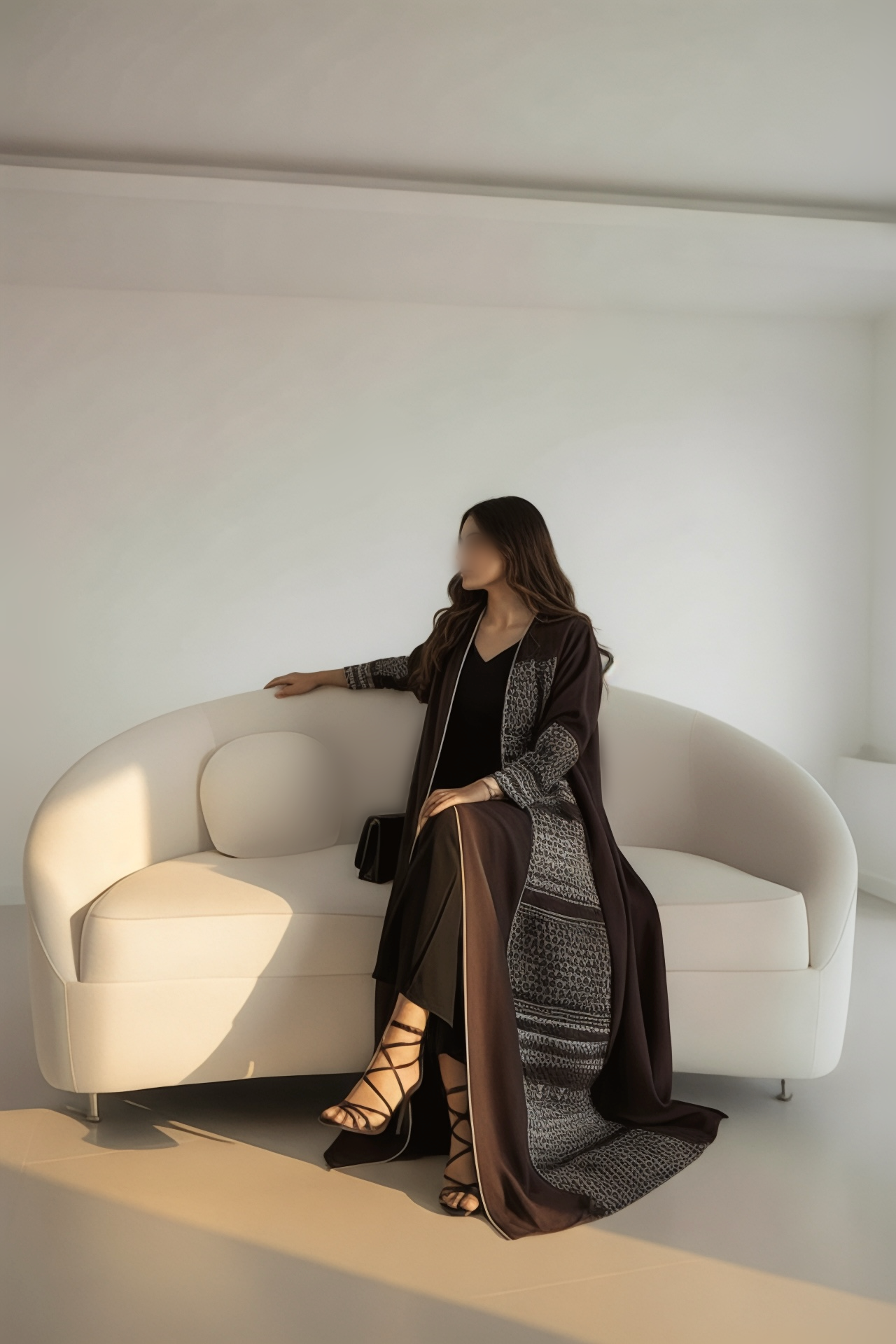 عبايه كريب منميت - تطريز كمبيوتر نص كلوش