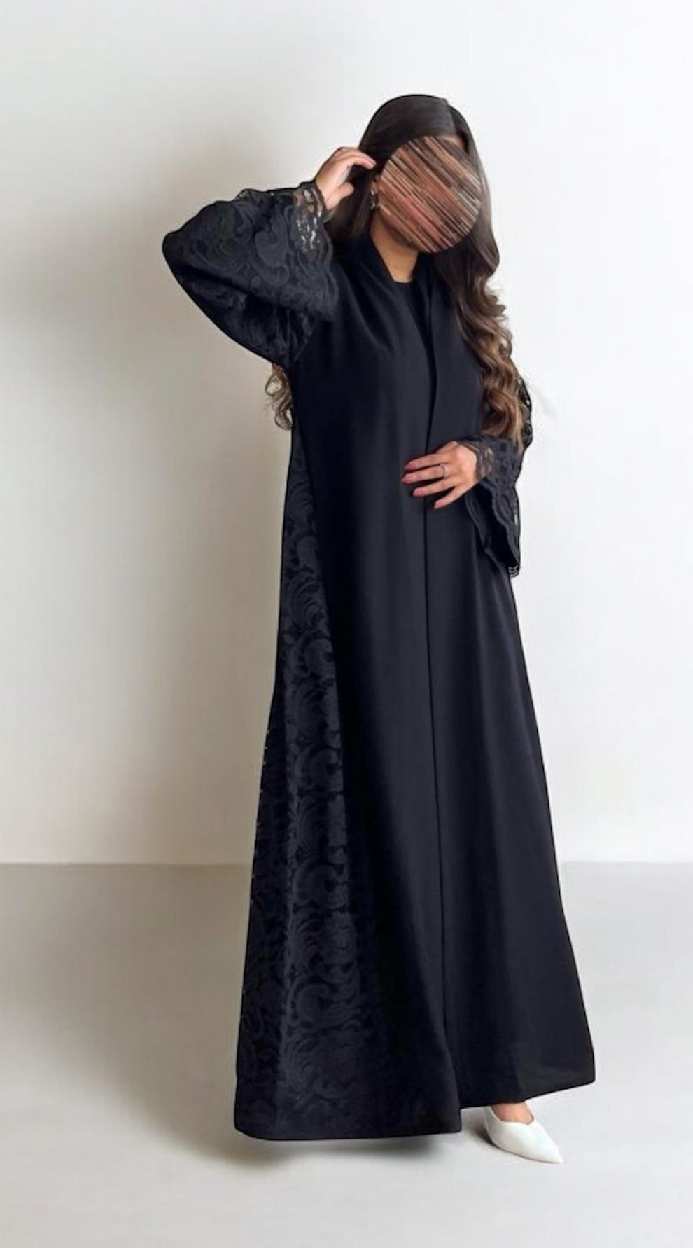 عباية دانتيل أسود عملية – تتسكر بالكامل