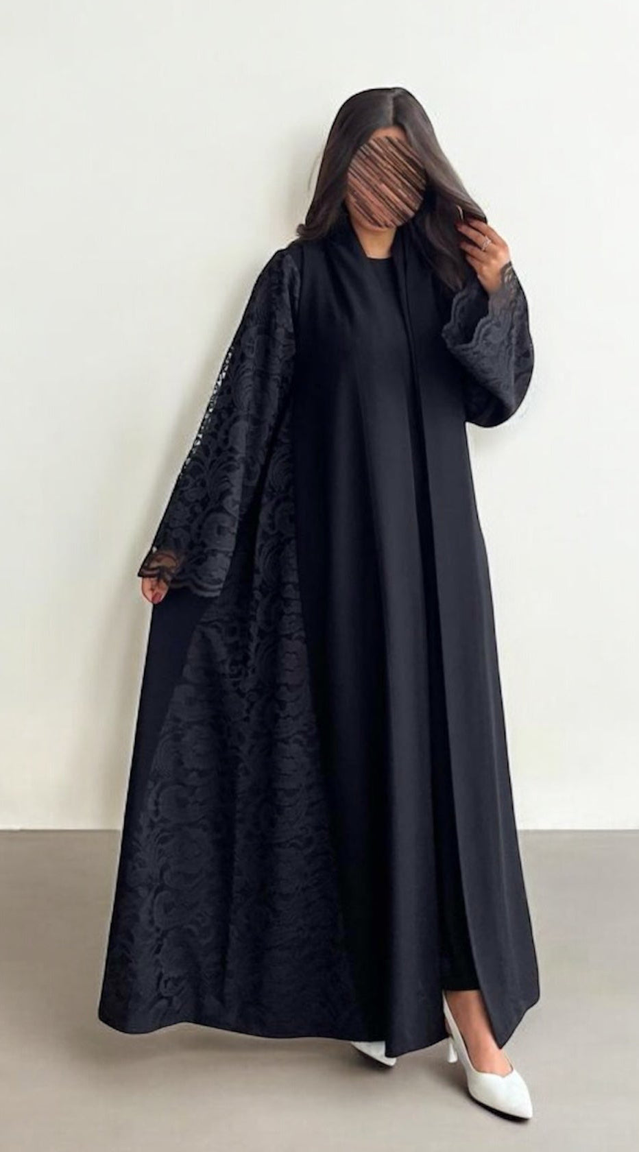 عباية دانتيل أسود عملية – تتسكر بالكامل