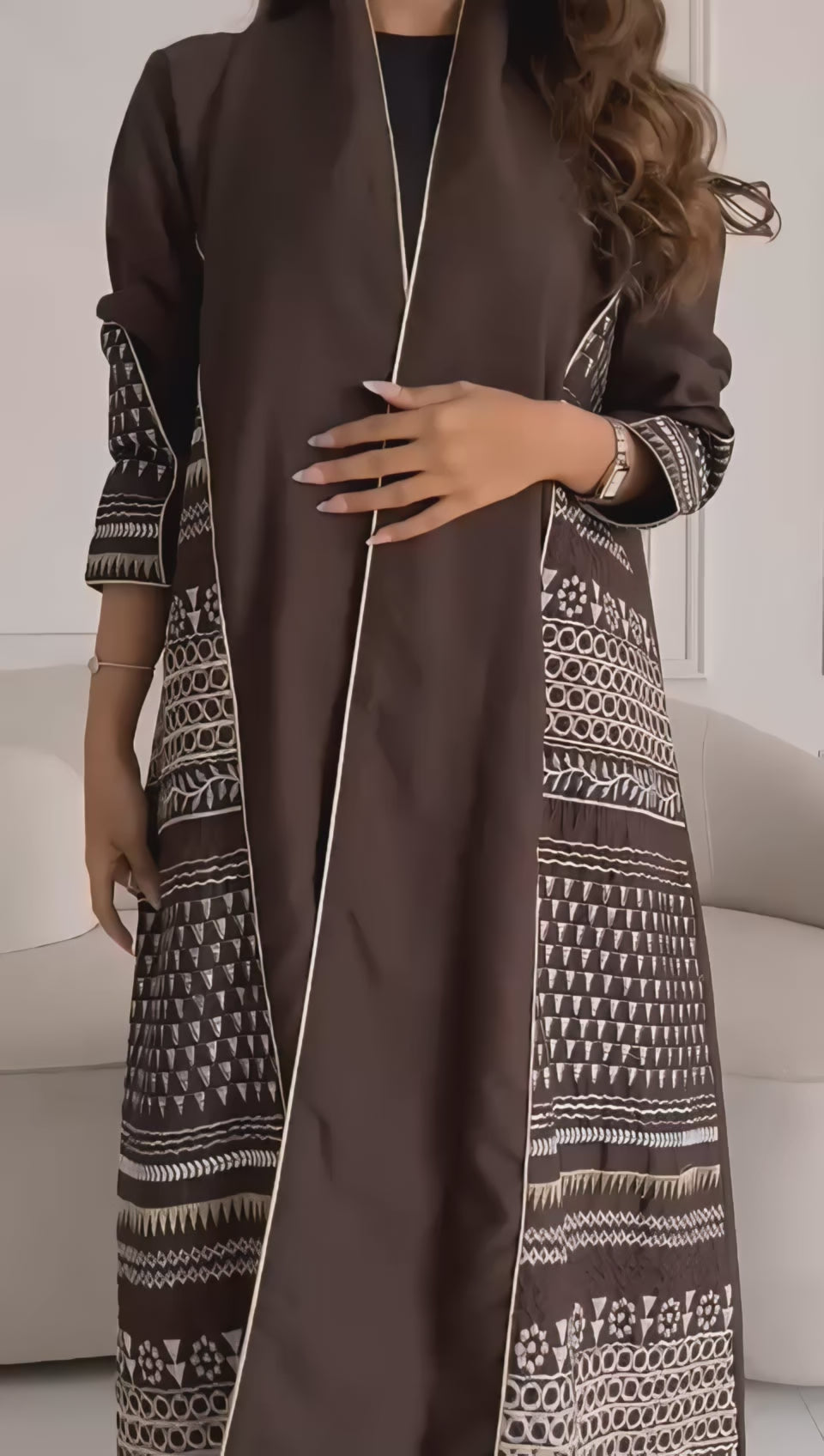 عبايه كريب منميت - تطريز كمبيوتر نص كلوش